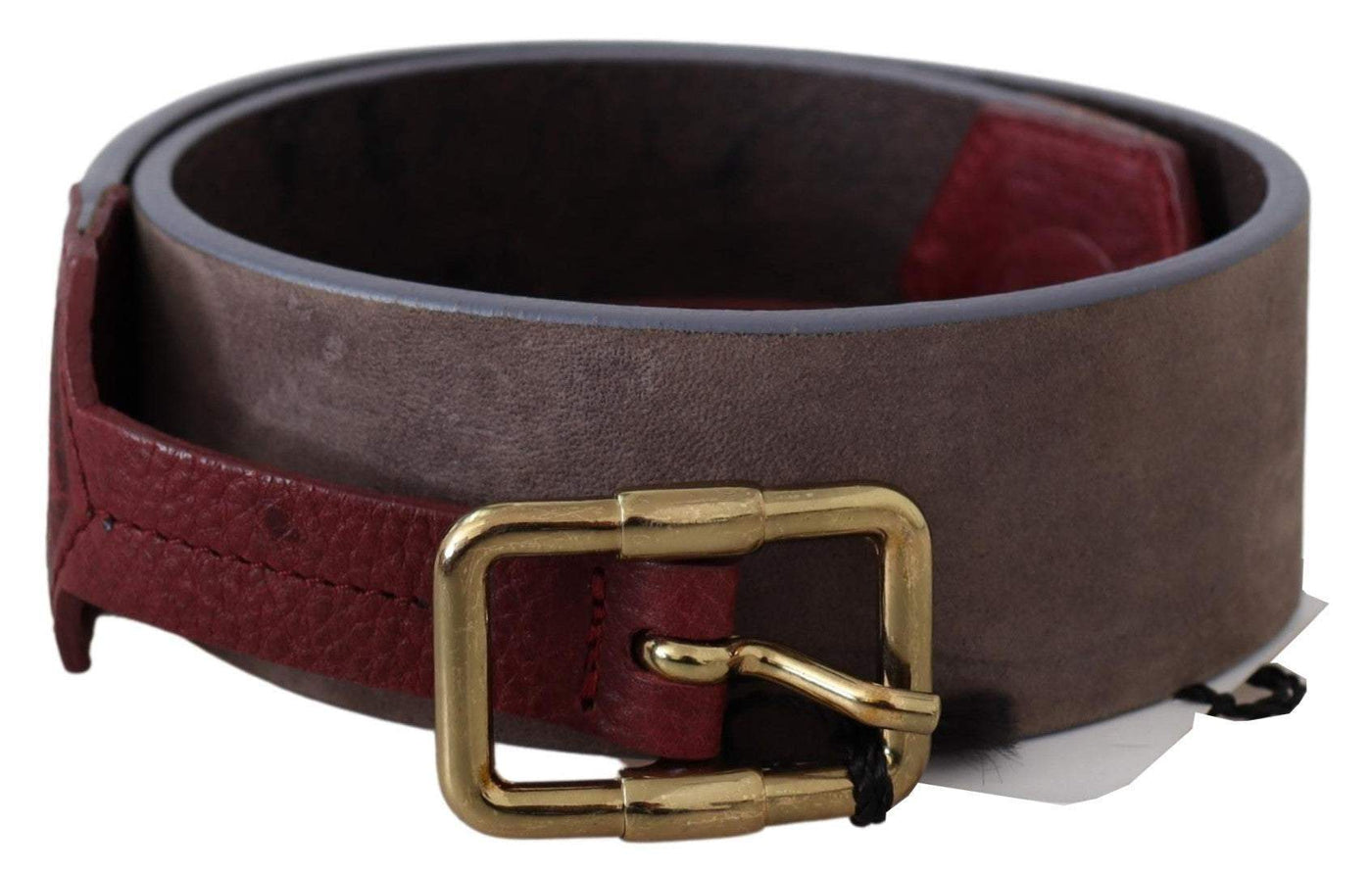 GF Ferre Brown Leather Wide Gold Chrome Logo Buckle Belt #women, 70 cm / 28 Inches, Accessories - New Arrivals, Belts - Women - Accessories, Brown, feed-agegroup-adult, feed-color-brown, feed-gender-female, GF Ferre at SEYMAYKA