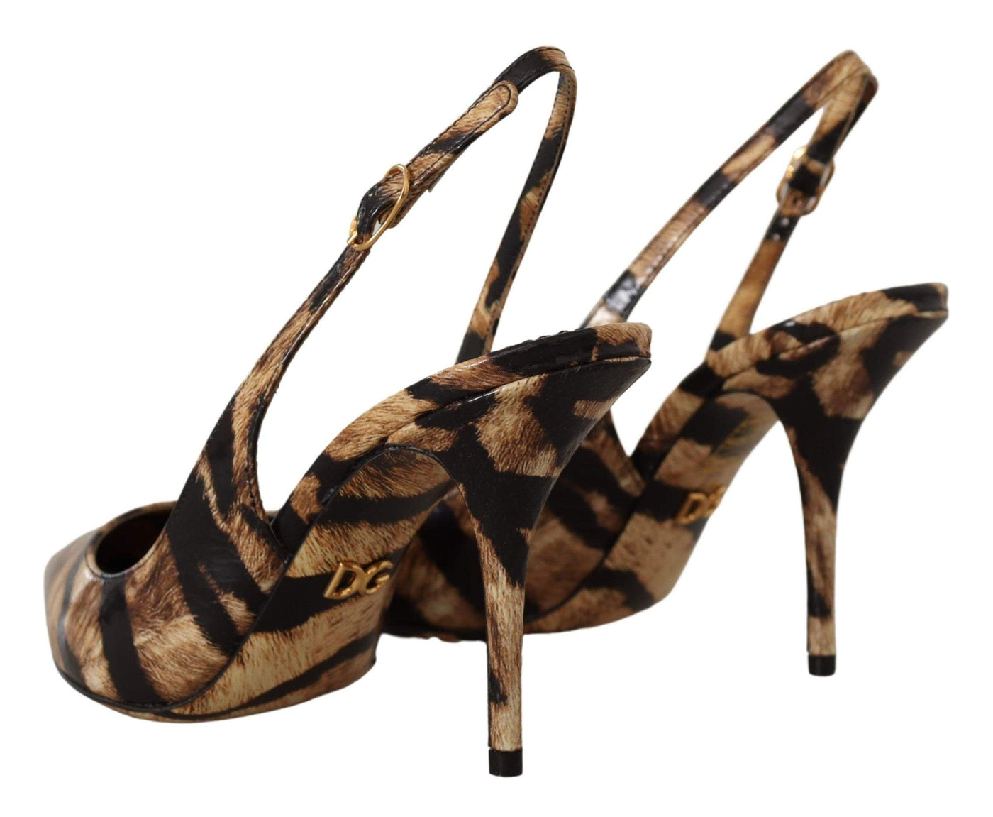 Dolce & Gabbana Brown Slingbacks Leather Tiger Shoes Brown, Dolce & Gabbana, EU36.5/US6, EU37/US6.5, EU40.5/US10, EU40/US9.5, feed-1, Pumps - Women - Shoes at SEYMAYKA