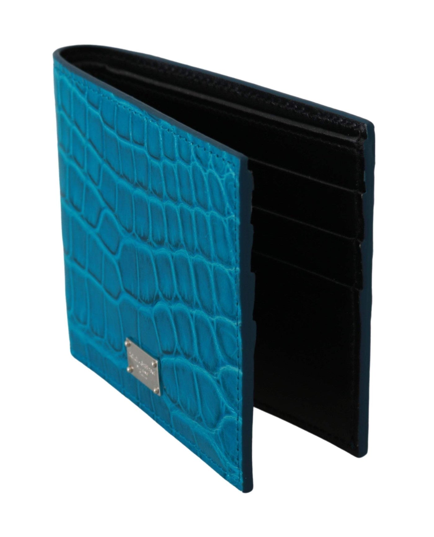 Dolce & Gabbana Blue Mens Card Holder Bifold Logo Exotic Skin Wallet #men, Blue, Dolce & Gabbana, feed-agegroup-adult, feed-color-Blue, feed-gender-male, Handbags - New Arrivals, Wallets - Men - Bags at SEYMAYKA