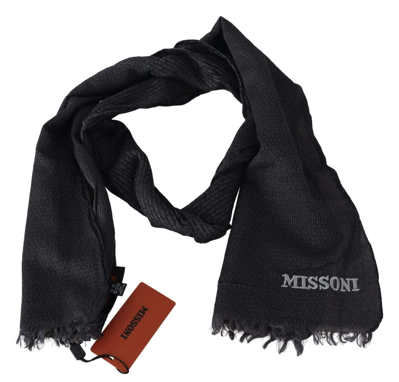 Missoni Black Wool Knit Unisex Neck Wrap Scarf #men, Accessories - New Arrivals, Black, feed-agegroup-adult, feed-color-Black, feed-gender-male, Missoni, Scarves - Men - Accessories at SEYMAYKA