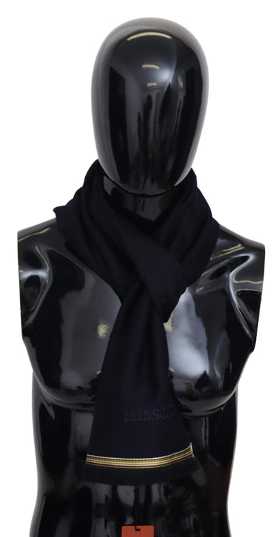 Missoni Black 100% Wool Unisex Neck Wrap Fringes Scarf #men, Accessories - New Arrivals, Black, feed-agegroup-adult, feed-color-Black, feed-gender-male, Missoni, Scarves - Men - Accessories at SEYMAYKA