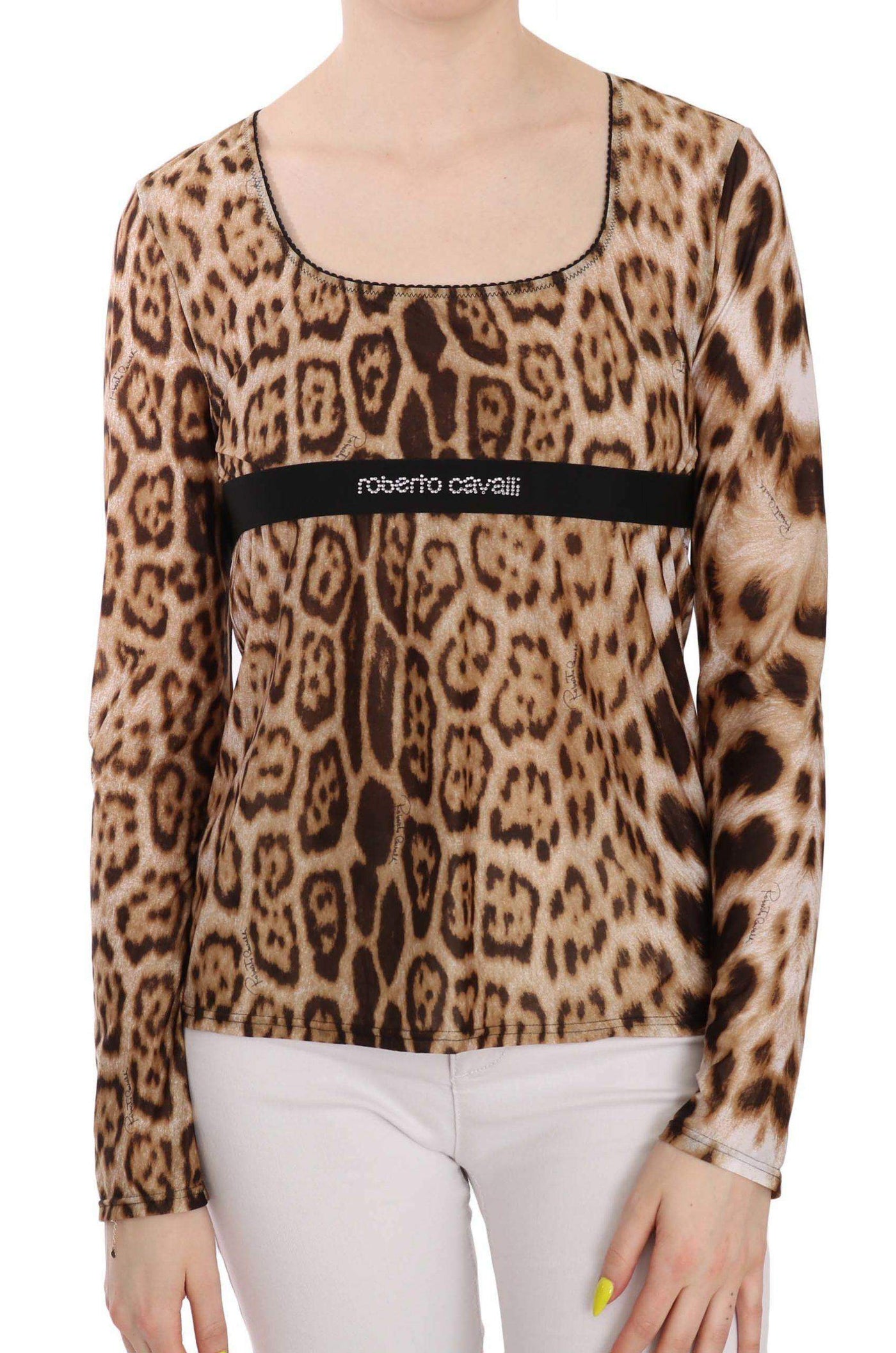 Roberto Cavalli   Round Neck Leopard Women Top Blouse #women, Brown, Catch, feed-agegroup-adult, feed-color-brown, feed-gender-female, feed-size-IT46 | L, feed-size-IT48 | XL, feed-size-IT50 | XXL, Gender_Women, IT46 | L, IT48 | XL, IT50 | XXL, Kogan, Roberto Cavalli, Tops & T-Shirts - Women - Clothing, Women - New Arrivals at SEYMAYKA