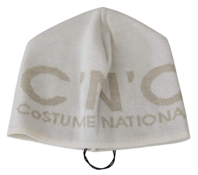 COSTUME NATIONAL C’N’C    Wool Branded Beanie Hat #men, Accessories - New Arrivals, Catch, Costume National, feed-agegroup-adult, feed-color-white, feed-gender-male, feed-size-OS, Gender_Men, Hats & Caps - Men - Accessories, Kogan, White at SEYMAYKA