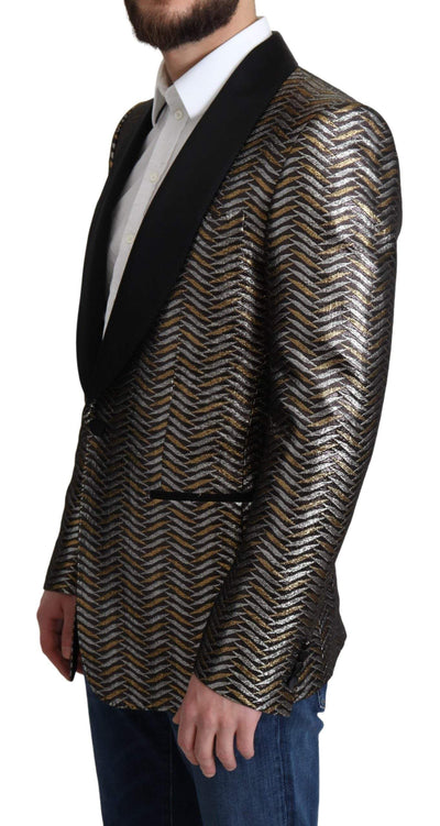 Dolce & Gabbana Multicolor Metallic Jacquard Polyester Blazer Jacket #men, Blazers - Men - Clothing, Dolce & Gabbana, feed-agegroup-adult, feed-color-Multicolor, feed-gender-male, IT44 | XS, IT46 | S, IT48 | M, IT50 | L, IT58 | XXL, Men - New Arrivals, Multicolor at SEYMAYKA