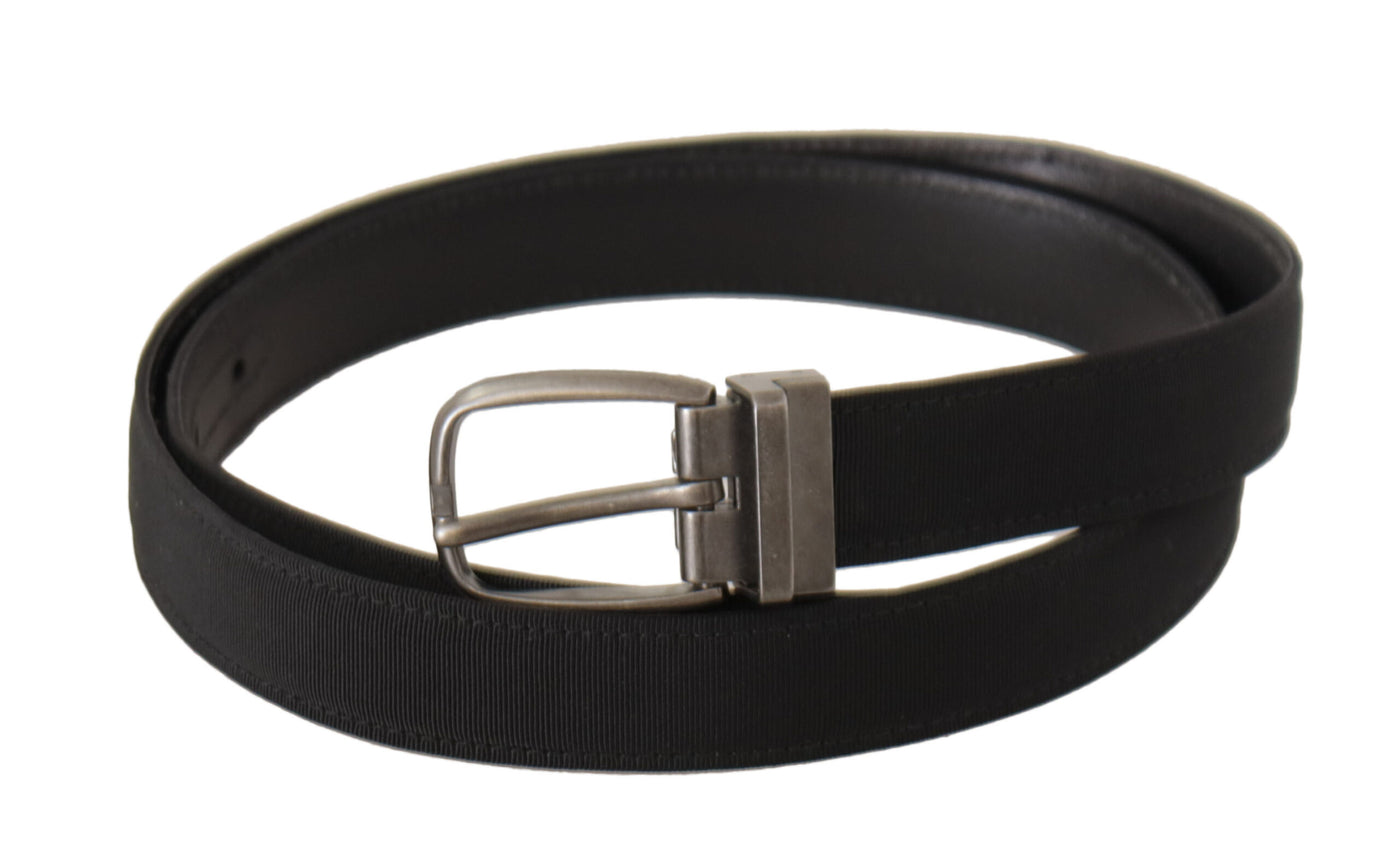 Dolce & Gabbana Black Suede Leather Silver Metal Buckle Belt