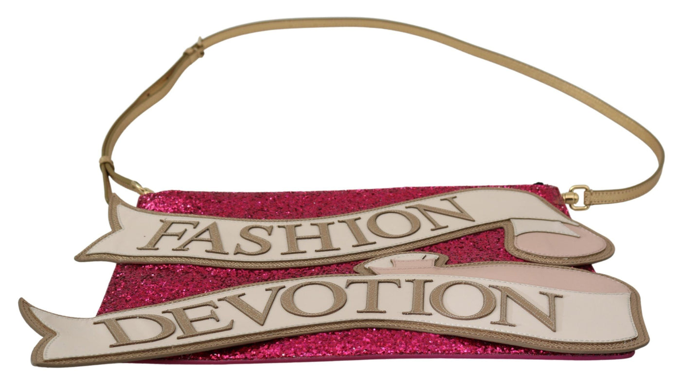 Dolce & Gabbana Pink Glittered Fashion Devotion Sling CLEO Purse