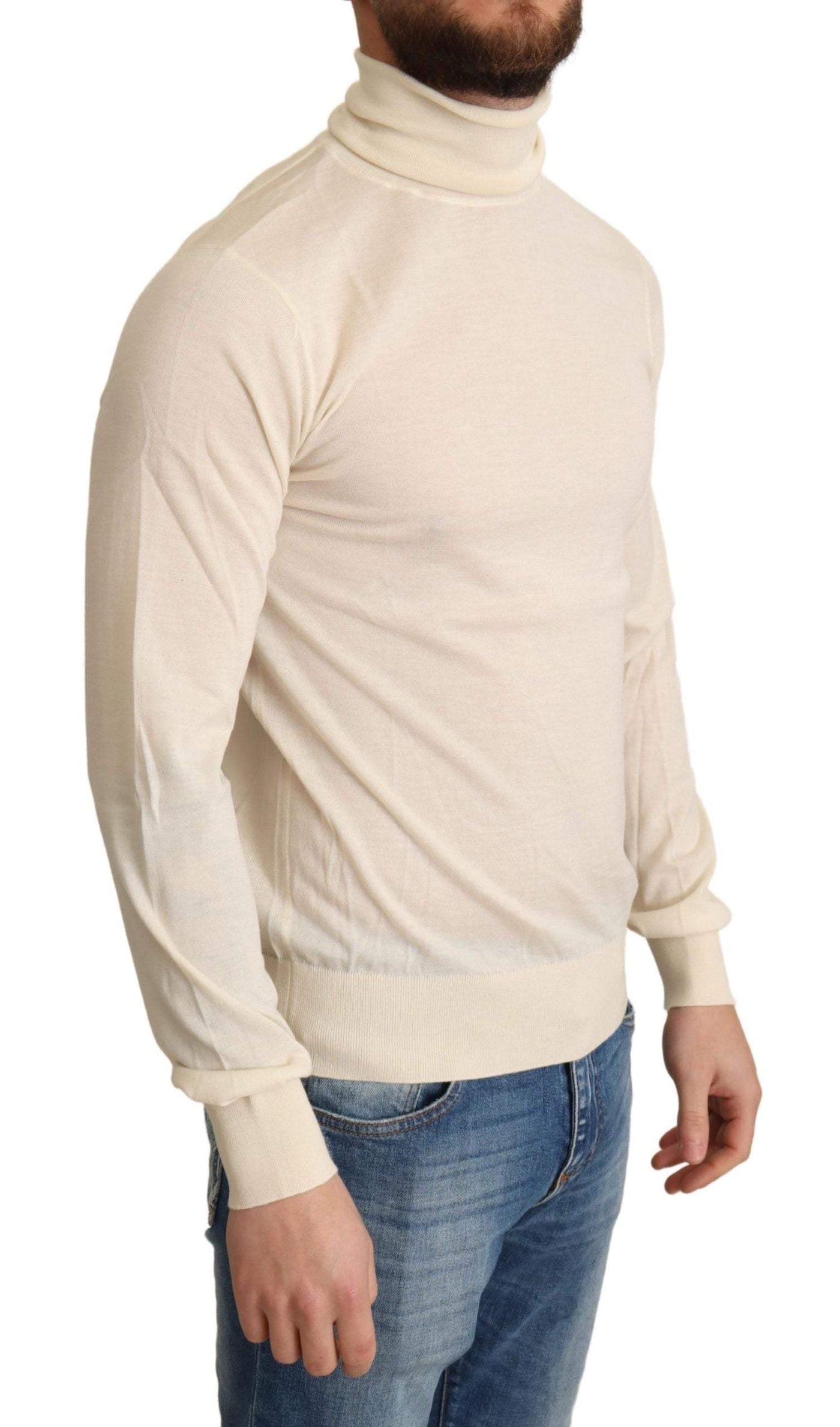 Dolce & Gabbana Cream Cashmere Turtleneck Pullover Sweater #men, Cream, Dolce & Gabbana, feed-agegroup-adult, feed-color-cream, feed-gender-male, IT44 | XS, Sweaters - Men - Clothing at SEYMAYKA