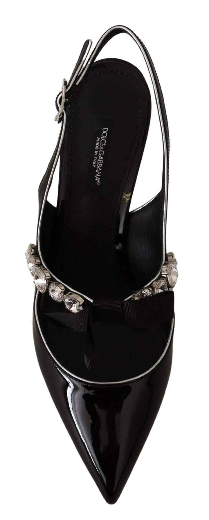 Dolce & Gabbana Black Patent Leather Crystal Slingbacks Shoes Black, Dolce & Gabbana, EU36.5/US6, EU36/US5.5, EU37.5/US7, EU37/US6.5, feed-1, Pumps - Women - Shoes at SEYMAYKA