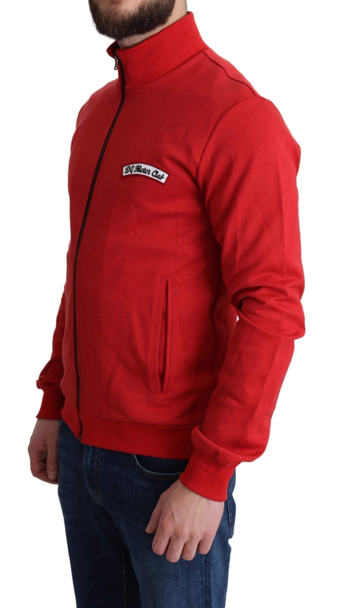 Dolce & Gabbana Red DG Motor Club Zippered Cardigan Sweater #men, Dolce & Gabbana, feed-agegroup-adult, feed-color-Red, feed-gender-male, IT44 | XS, Men - New Arrivals, Red, Sweaters - Men - Clothing at SEYMAYKA