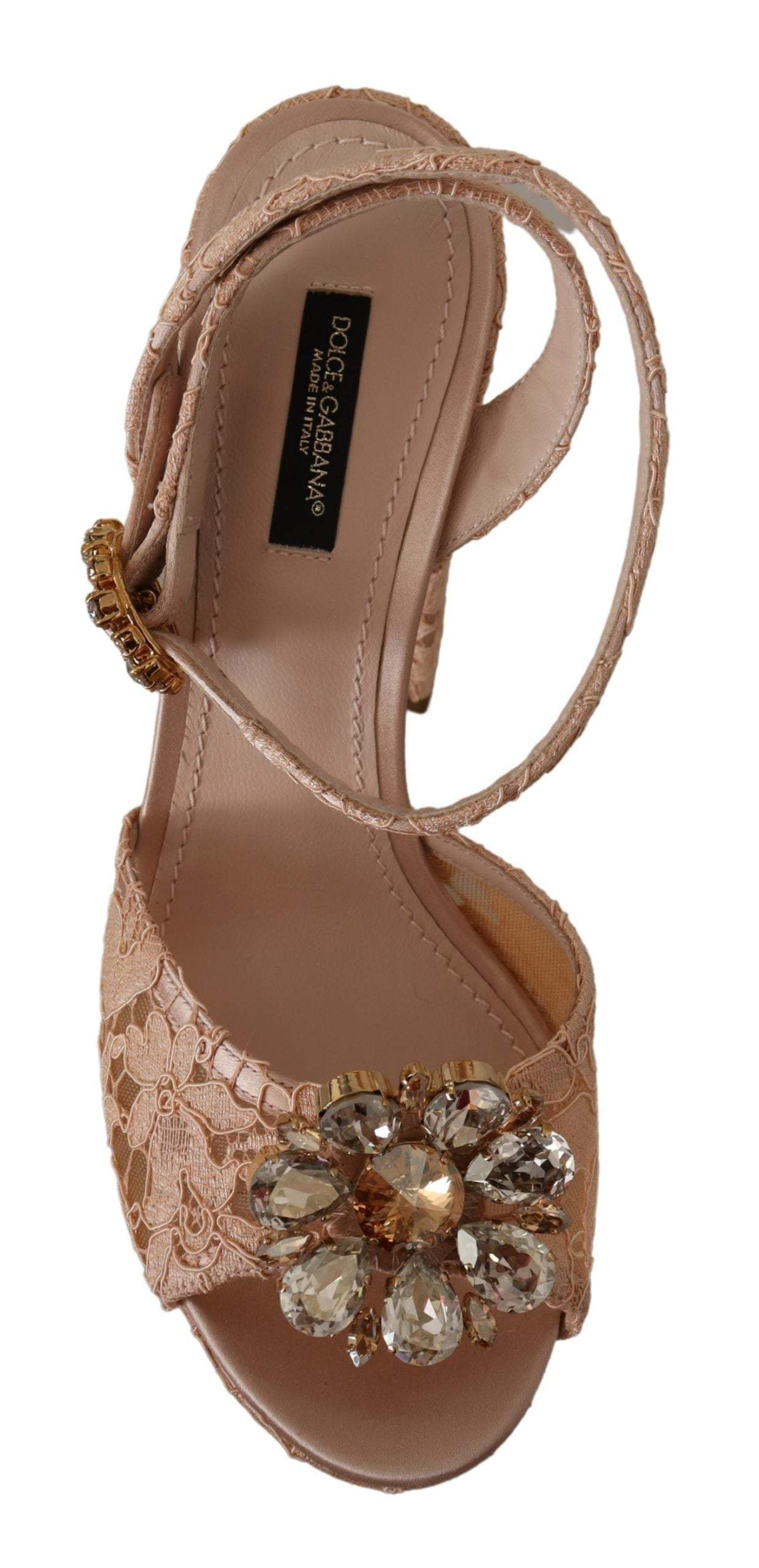 Dolce & Gabbana Pink Lace Taormina Platform Sandals Shoes Dolce & Gabbana, EU36.5/US6, EU38.5/US8, EU38/US7.5, EU39/US8.5, EU40.5/US10, EU40/US9.5, EU41/US10.5, feed-1, Pink, Sandals - Women - Shoes at SEYMAYKA