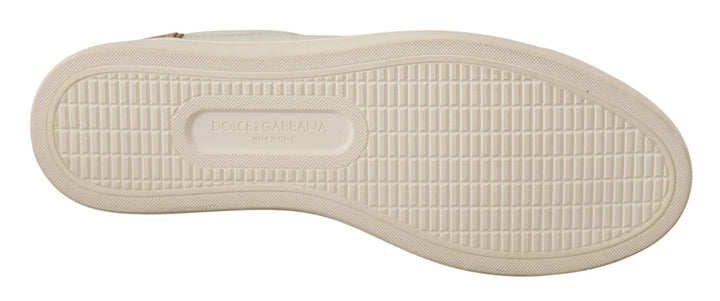 Dolce & Gabbana White Gold Leather Low Top Sneakers Dolce & Gabbana, EU35/US4.5, EU37.5/US7, EU41/US10.5, feed-1, Sneakers - Women - Shoes, White at SEYMAYKA