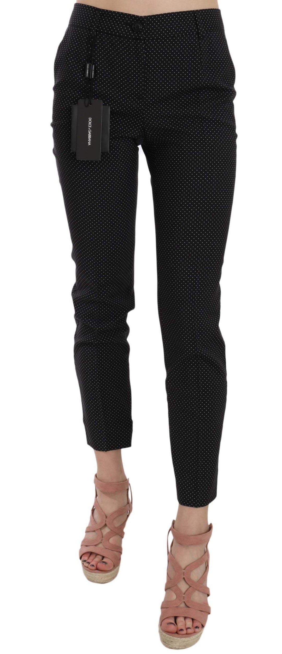 Dolce & Gabbana  Polka Dot Slim Capri Trousers Tapered Pants #women, Black, Brand_Dolce & Gabbana, Catch, Dolce & Gabbana, feed-agegroup-adult, feed-color-black, feed-gender-female, feed-size-IT38|XS, feed-size-IT46|XL, Gender_Women, IT38|XS, IT46|XL, Jeans & Pants - Women - Clothing, Kogan, Women - New Arrivals at SEYMAYKA