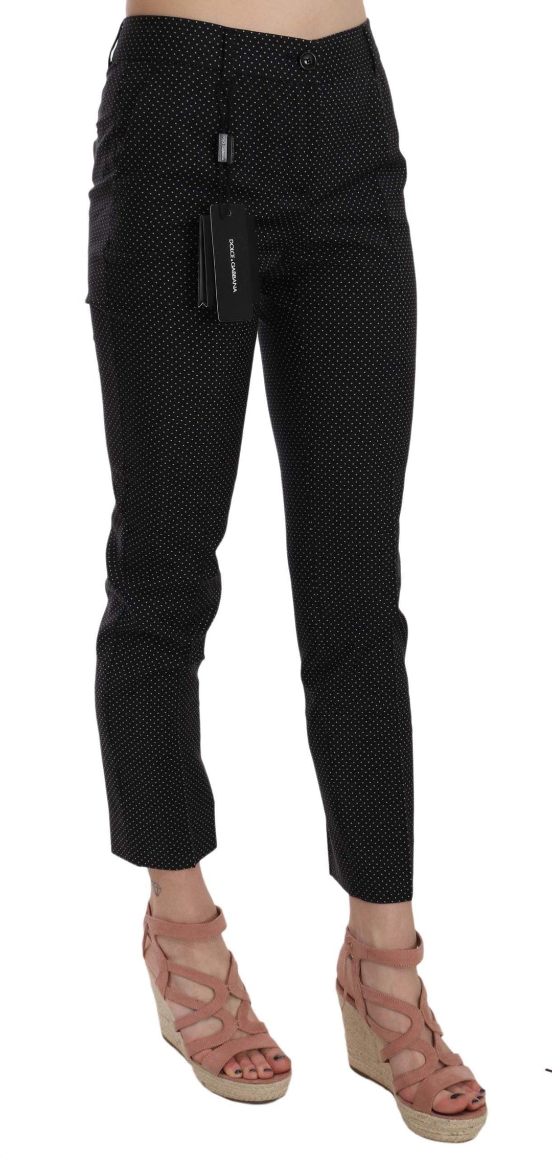 Dolce & Gabbana  Polka Dot Slim Capri Trousers Tapered Pants #women, Black, Brand_Dolce & Gabbana, Catch, Dolce & Gabbana, feed-agegroup-adult, feed-color-black, feed-gender-female, feed-size-IT38|XS, feed-size-IT46|XL, Gender_Women, IT38|XS, IT46|XL, Jeans & Pants - Women - Clothing, Kogan, Women - New Arrivals at SEYMAYKA
