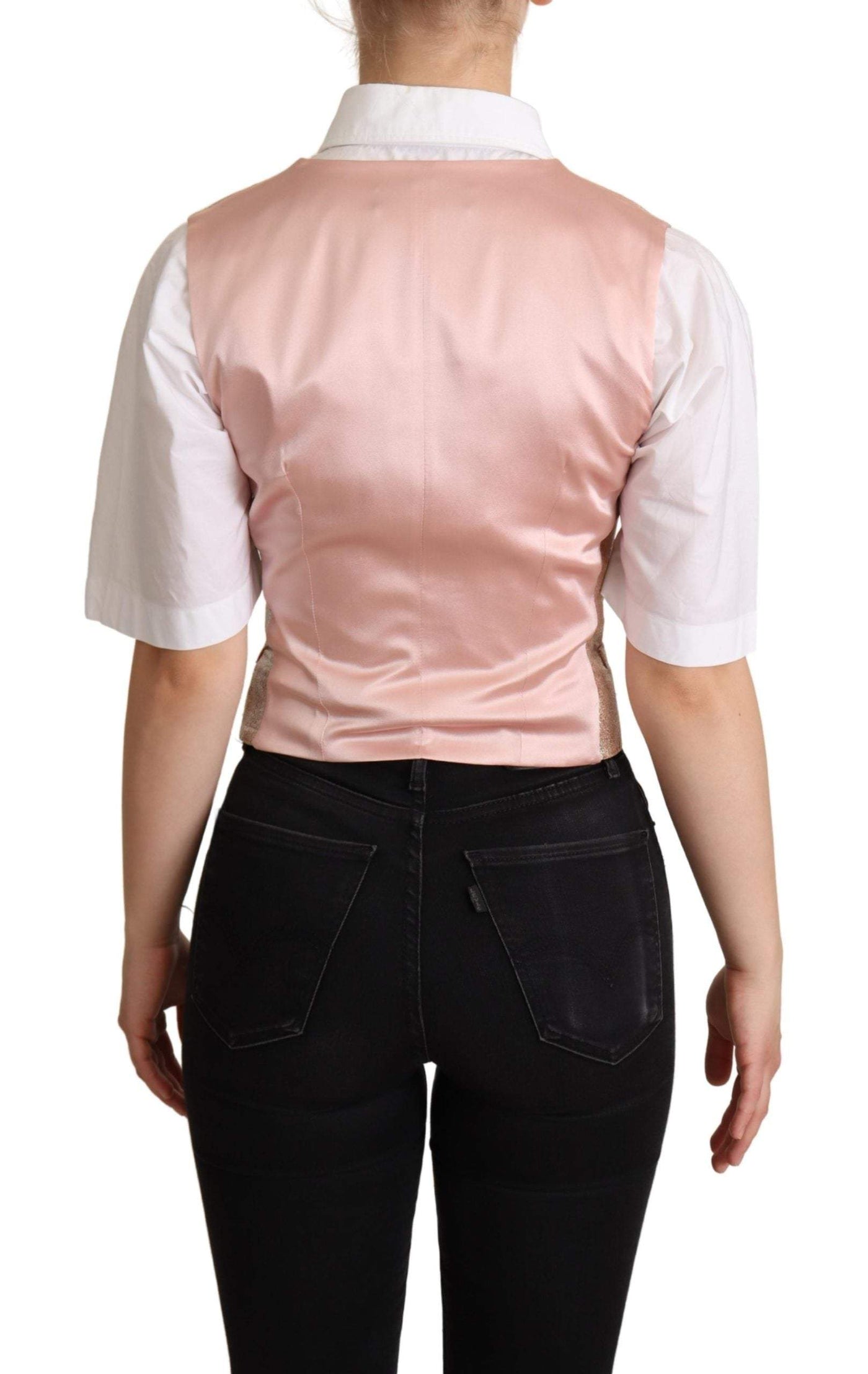 Dolce & Gabbana Pink Waistcoat Stripe Waistcoat Vest Top Dolce & Gabbana, feed-agegroup-adult, feed-color-Pink, feed-gender-female, IT38|XS, IT40|S, IT44|L, IT46|XL, IT48|XXL, Pink, Vests - Women - Clothing at SEYMAYKA