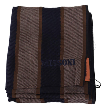 Missoni Brown Wool Striped Unisex Neck Wrap Shawl Scarf #men, Accessories - New Arrivals, Brown, feed-agegroup-adult, feed-color-Brown, feed-gender-male, Missoni, Scarves - Men - Accessories at SEYMAYKA