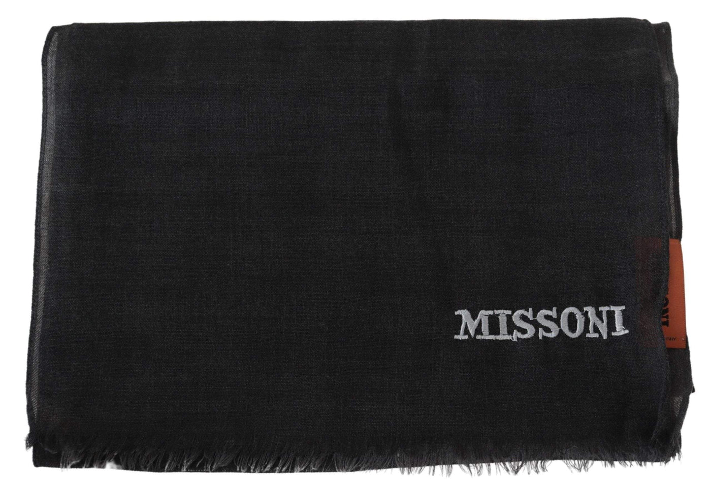 Missoni Gray Wool Unisex Neck Wrap Shawl Fringes Logo Scarf #men, Accessories - New Arrivals, feed-agegroup-adult, feed-color-Gray, feed-gender-male, Gray, Missoni, Scarves - Men - Accessories at SEYMAYKA