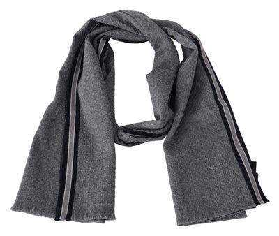 Missoni Gray Stripes Pattern 100% Wool Unisex Neck Wrap Scarf #men, Accessories - New Arrivals, feed-agegroup-adult, feed-color-Gray, feed-gender-male, Gray, Missoni, Scarves - Men - Accessories at SEYMAYKA