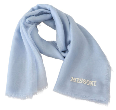 Missoni Light Blue Cashmere Unisex Neck Wrap Scarf #men, feed-agegroup-adult, feed-color-Blue, feed-gender-male, Light-blue, Missoni, Scarves - Men - Accessories at SEYMAYKA