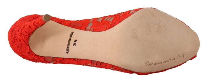 Dolce & Gabbana Red Taormina Lace Crystal Heels Pumps Dolce & Gabbana, EU35/US4.5, EU36.5/US6, EU36/US5.5, EU39.5/US9, EU40/US9.5, feed-1, Pumps - Women - Shoes, Red at SEYMAYKA