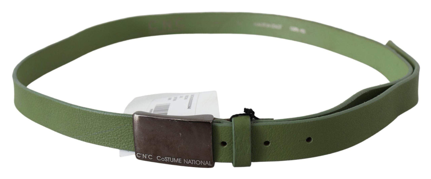 Costume National Green Leather Silver Buckle Waist Men Belt #men, 100 cm / 40 Inches, Accessories - New Arrivals, Belts - Men - Accessories, Costume National, feed-agegroup-adult, feed-color-green, feed-gender-male, Green at SEYMAYKA