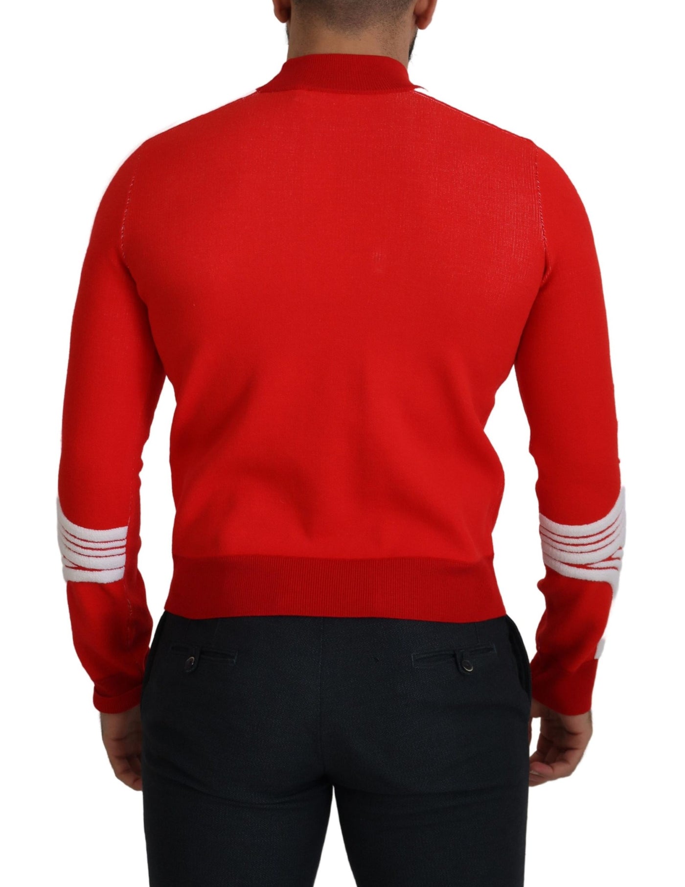 GCDS Red Wool Logo Printed Crew Neck  Pullover Sweater