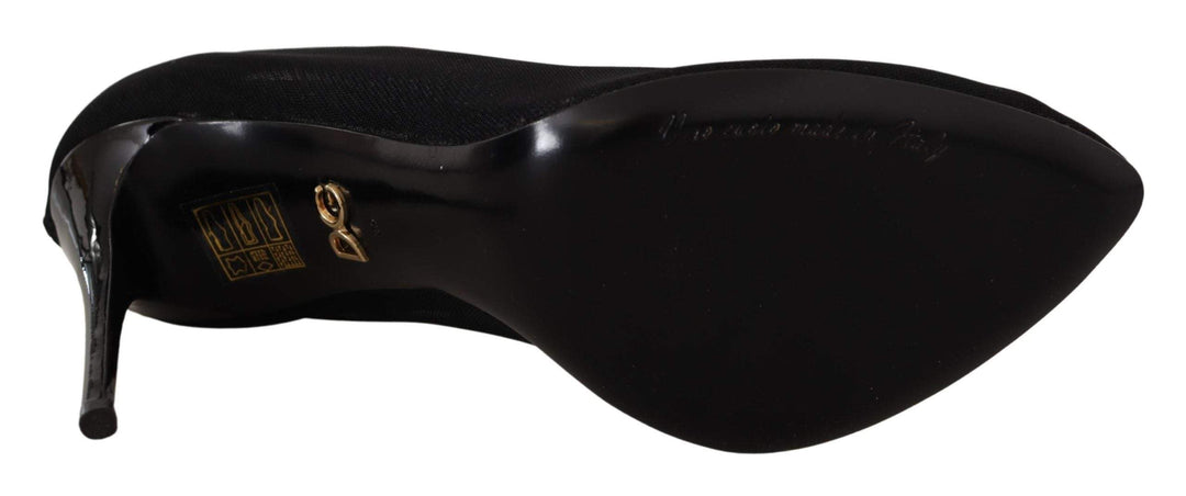 Dolce & Gabbana Black Tulle Stretch Boots Pumps Shoes Black, Dolce & Gabbana, EU35/US4.5, EU39/US8.5, feed-1, Pumps - Women - Shoes at SEYMAYKA