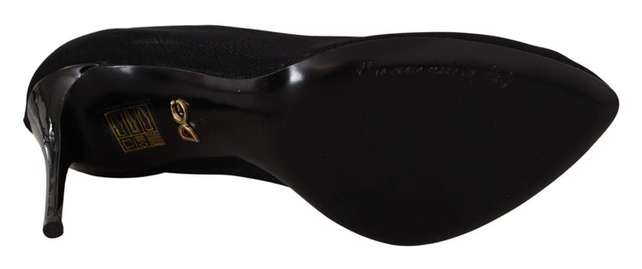 Dolce & Gabbana Black Tulle Stretch Boots Pumps Shoes Black, Dolce & Gabbana, EU35/US4.5, EU39/US8.5, feed-1, Pumps - Women - Shoes at SEYMAYKA