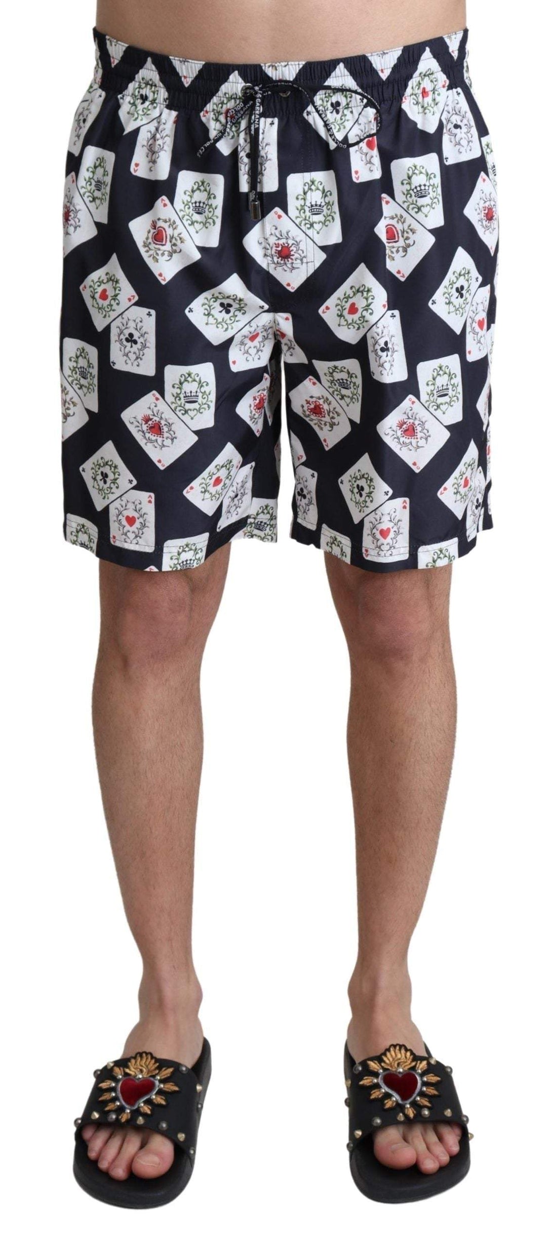 Dolce & Gabbana Black Card Deck Print Beachwear Swimshorts #men, Black, Dolce & Gabbana, feed-agegroup-adult, feed-color-Black, feed-gender-male, IT4 | S, Men - New Arrivals, Swimwear - Men - Clothing at SEYMAYKA