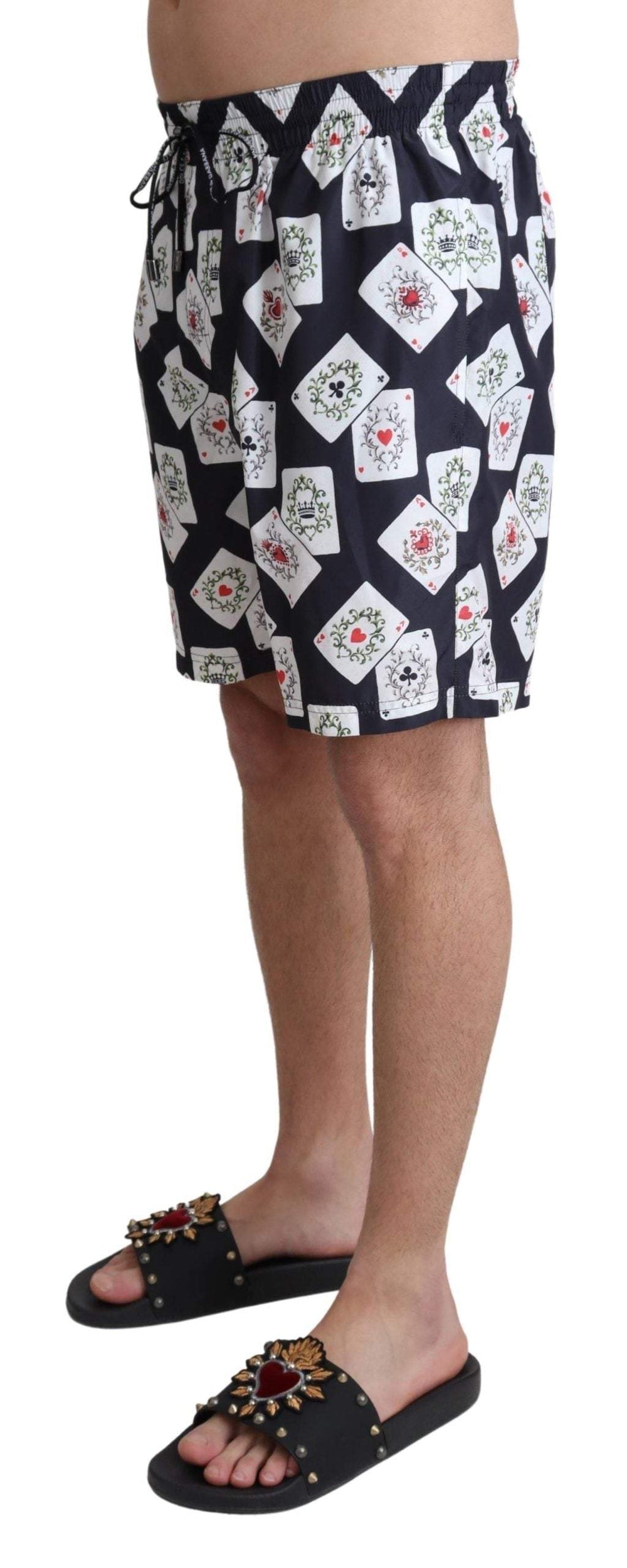 Dolce & Gabbana Black Card Deck Print Beachwear Swimshorts #men, Black, Dolce & Gabbana, feed-agegroup-adult, feed-color-Black, feed-gender-male, IT4 | S, Men - New Arrivals, Swimwear - Men - Clothing at SEYMAYKA