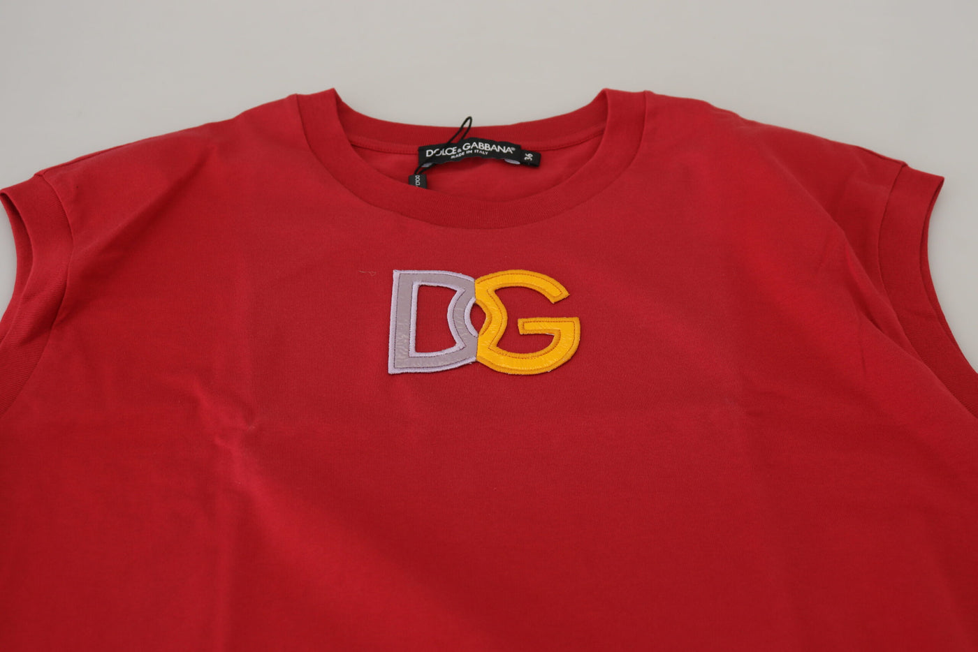 Red Cotton DG Logo Tank Top T-shirt