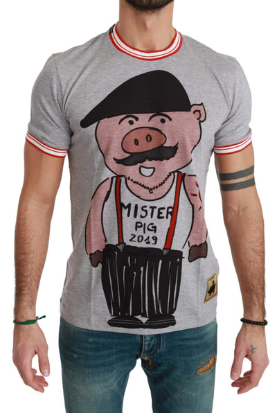 Dolce & Gabbana  Gray Cotton Top 2019 Year of the Pig T-shirt #men, Brand_Dolce & Gabbana, Catch, Dolce & Gabbana, feed-agegroup-adult, feed-color-gray, feed-gender-male, feed-size-IT44 | XS, feed-size-IT46 | S, feed-size-IT48 | M, feed-size-IT50 | L, feed-size-IT52 | L, Gender_Men, Gray, IT44 | XS, IT46 | S, IT48 | M, IT50 | L, IT52 | L, Kogan, Men - New Arrivals, T-shirts - Men - Clothing at SEYMAYKA