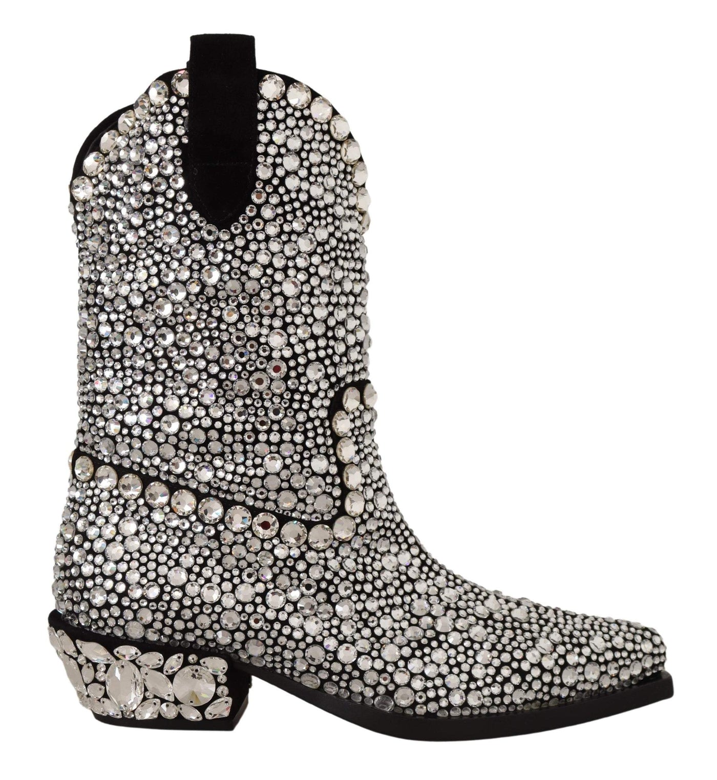 Dolce & Gabbana Black Suede Strass Crystal Cowgirl Boots Black, Boots - Women - Shoes, Dolce & Gabbana, EU35/US4.5, EU38/US7.5, EU40/US9.5, feed-1 at SEYMAYKA