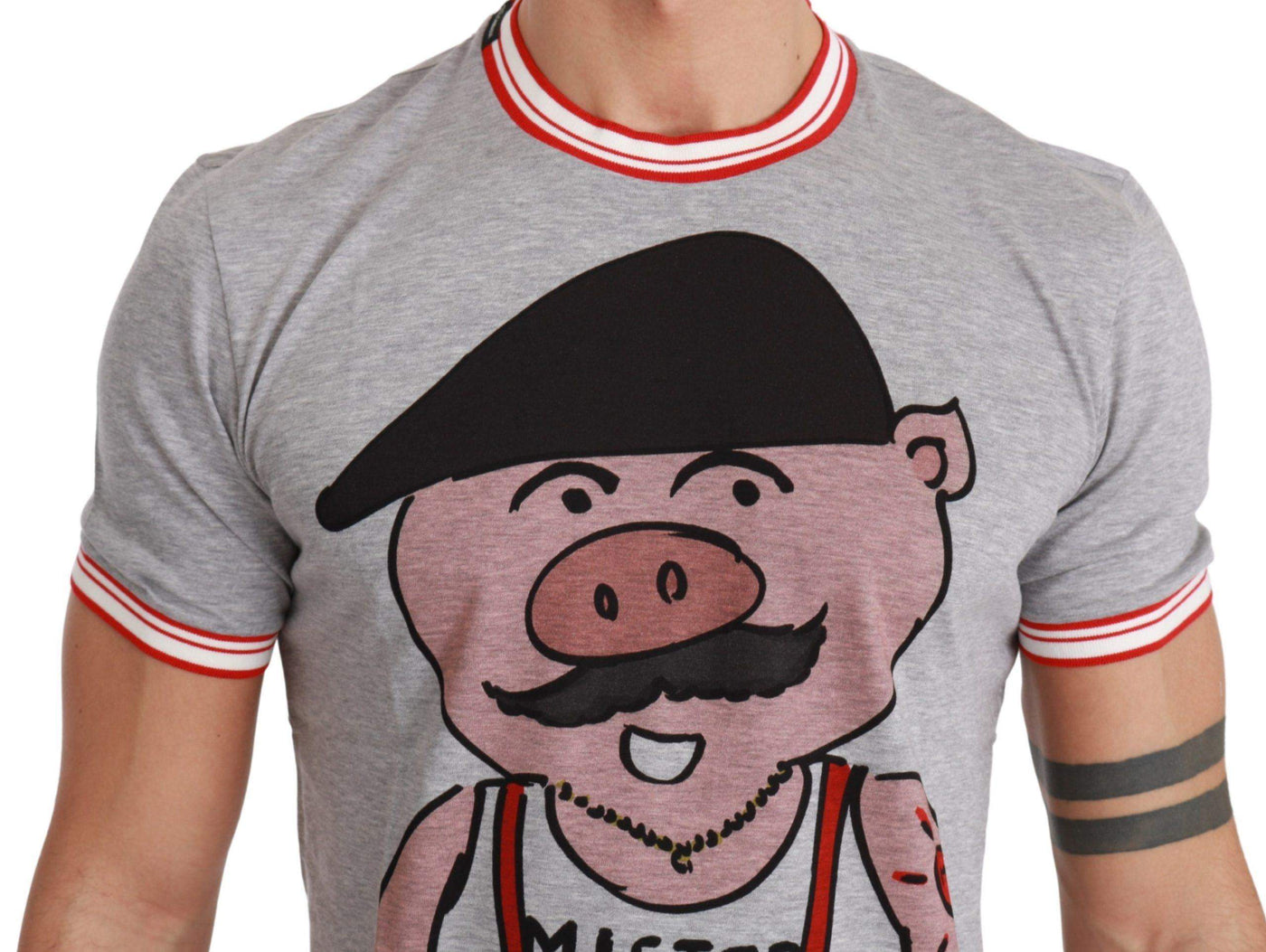 Dolce & Gabbana  Gray Cotton Top 2019 Year of the Pig T-shirt #men, Brand_Dolce & Gabbana, Catch, Dolce & Gabbana, feed-agegroup-adult, feed-color-gray, feed-gender-male, feed-size-IT44 | XS, feed-size-IT46 | S, feed-size-IT48 | M, feed-size-IT50 | L, feed-size-IT52 | L, Gender_Men, Gray, IT44 | XS, IT46 | S, IT48 | M, IT50 | L, IT52 | L, Kogan, Men - New Arrivals, T-shirts - Men - Clothing at SEYMAYKA