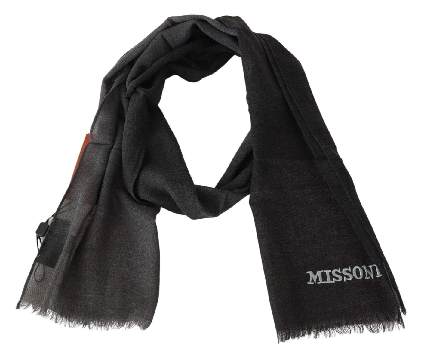 Missoni Black Wool Unisex Neck Wrap Shawl Fringes Logo Scarf #men, Accessories - New Arrivals, Black, feed-agegroup-adult, feed-color-Black, feed-gender-male, Missoni, Scarves - Men - Accessories at SEYMAYKA
