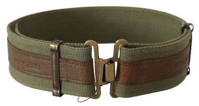 Ermanno Scervino Green Leather Rustic Bronze Buckle Army Belt #women, 80 cm / 32 Inches, Accessories - New Arrivals, Belts - Women - Accessories, Ermanno Scervino, feed-agegroup-adult, feed-color-green, feed-gender-female, Green at SEYMAYKA
