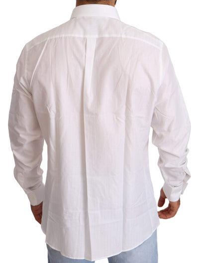 Dolce & Gabbana White Cotton Slim Fit Men MARTINI Shirt #men, Dolce & Gabbana, feed-agegroup-adult, feed-color-White, feed-gender-male, IT44 | 3XL, Shirts - Men - Clothing, White at SEYMAYKA