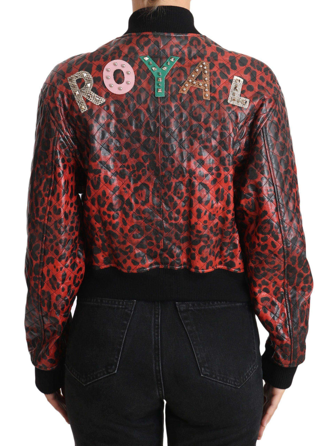 Dolce & Gabbana  Red Leopard Button Crystal Leather Jacket #women, Brand_Dolce & Gabbana, Catch, Dolce & Gabbana, feed-agegroup-adult, feed-color-red, feed-gender-female, feed-size-IT42|M, Gender_Women, IT42|M, Jackets & Coats - Women - Clothing, Kogan, Red, Women - New Arrivals at SEYMAYKA