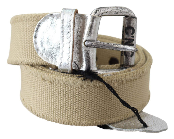 Costume National Beige Cotton Rustic Logo Buckle Belt #women, 85 cm / 34 Inches, Accessories - New Arrivals, Beige, Belts - Women - Accessories, Costume National, feed-agegroup-adult, feed-color-beige, feed-gender-female at SEYMAYKA