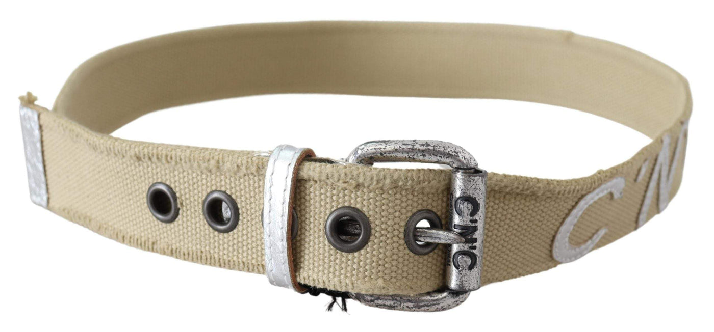 Costume National Beige Cotton Rustic Logo Buckle Belt #women, 85 cm / 34 Inches, Accessories - New Arrivals, Beige, Belts - Women - Accessories, Costume National, feed-agegroup-adult, feed-color-beige, feed-gender-female at SEYMAYKA