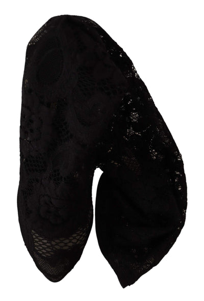 Dolce & Gabbana Black Stretch Socks Taormina Lace Boots Shoes Black, Boots - Women - Shoes, Dolce & Gabbana, EU36.5/US6, EU37.5/US7, EU38.5/US8, EU39.5/US9, EU39/US8.5, feed-1 at SEYMAYKA