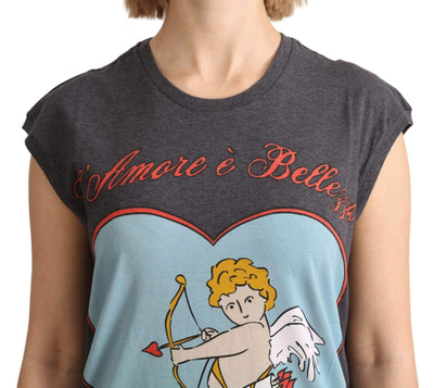 Dolce & Gabbana Gray Cotton L' Amore Top Tank T-shirt #women, Brand_Dolce & Gabbana, Catch, Dolce & Gabbana, feed-agegroup-adult, feed-color-gray, feed-gender-female, feed-size-IT36 | XS, feed-size-IT40|S, feed-size-IT42|M, feed-size-IT44|L, Gender_Women, Gray, IT36 | XS, IT40|S, IT42|M, IT44|L, Kogan, Tops & T-Shirts - Women - Clothing, Women - New Arrivals at SEYMAYKA