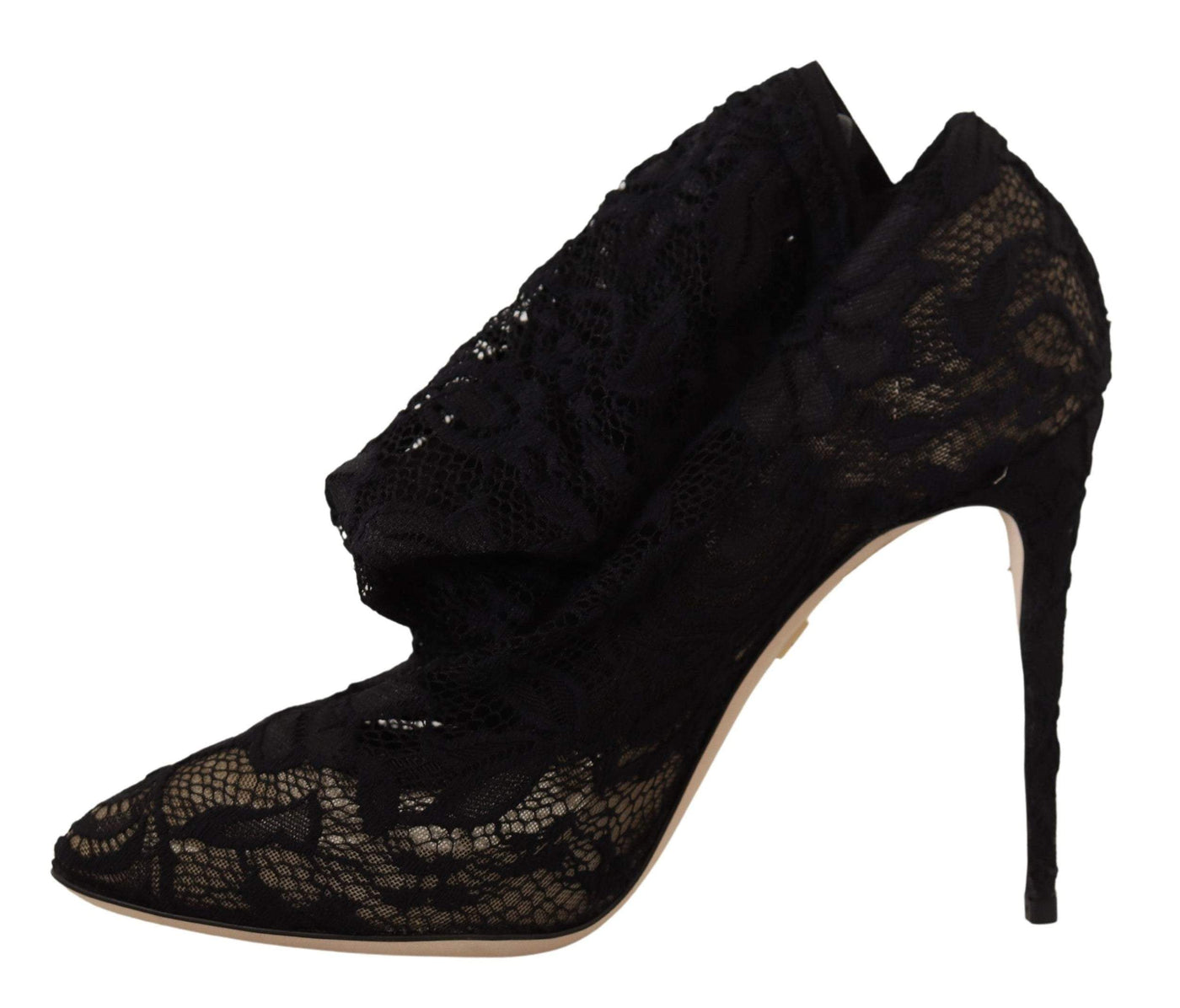 Dolce & Gabbana Black Stretch Socks Taormina Lace Boots Black, Boots - Women - Shoes, Dolce & Gabbana, EU36/US5.5, EU37.5/US7, EU37/US6.5, EU38/US7.5, EU39/US8.5, feed-1 at SEYMAYKA
