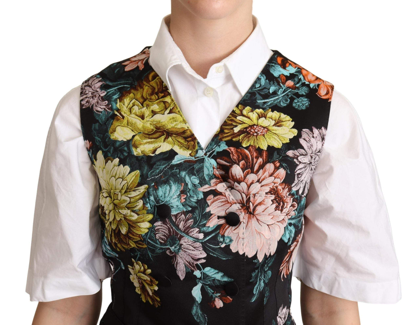 Dolce & Gabbana Black Jacquard Floral Waistcoat Vest Black, Dolce & Gabbana, feed-agegroup-adult, feed-color-Black, feed-gender-female, IT38|XS, IT40|S, IT42|M, Vests - Women - Clothing at SEYMAYKA