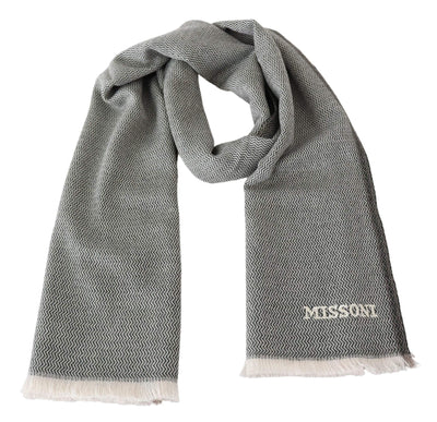 Missoni Gray Zigzag Pattern Cashmere Unisex Neck Scarf #men, Accessories - New Arrivals, feed-agegroup-adult, feed-color-Gray, feed-gender-male, Gray, Missoni, Scarves - Men - Accessories at SEYMAYKA