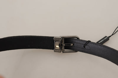 Dolce & Gabbana Black Cotton Silver Tone Metal Buckle Belt