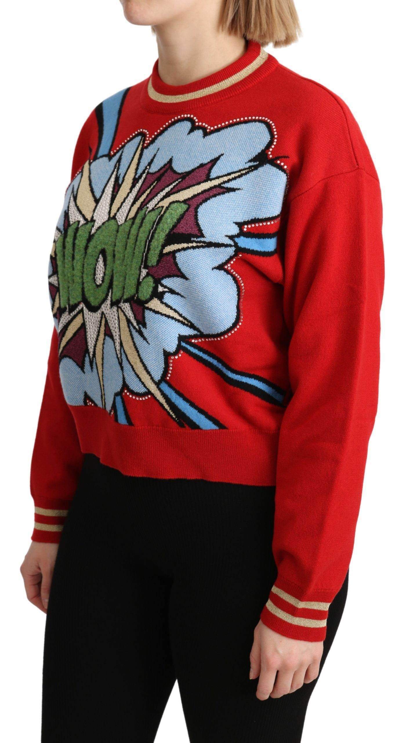 Dolce & Gabbana Red Knitted Cashmere Cartoon Top Sweater #women, Brand_Dolce & Gabbana, Catch, Dolce & Gabbana, feed-agegroup-adult, feed-color-red, feed-gender-female, feed-size-IT38|XS, feed-size-IT40|S, feed-size-IT42|M, Gender_Women, IT38|XS, IT40|S, IT42|M, IT44|L, Kogan, Red, Sweaters - Women - Clothing, Women - New Arrivals at SEYMAYKA