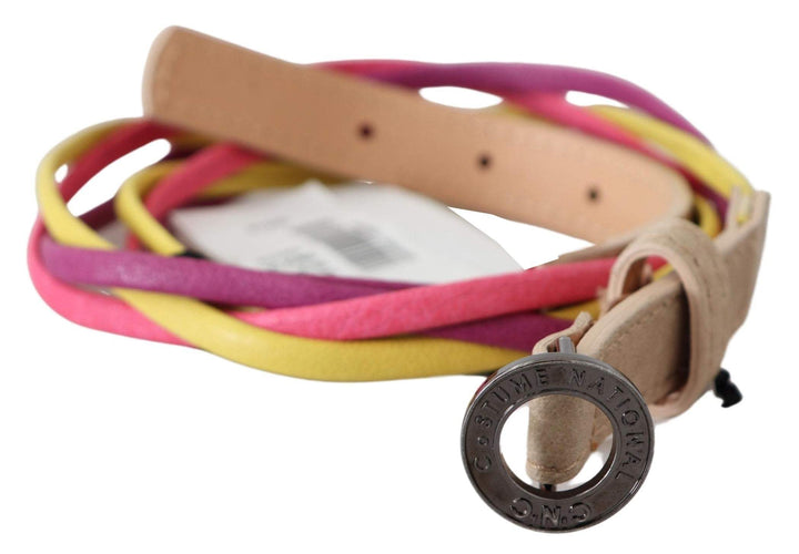 Costume National Multicolor Twisted Leather Circle Buckle Belt #women, 85 cm / 34 Inches, Accessories - New Arrivals, Belts - Women - Accessories, Costume National, feed-agegroup-adult, feed-color-multicolor, feed-gender-female, Multicolor at SEYMAYKA