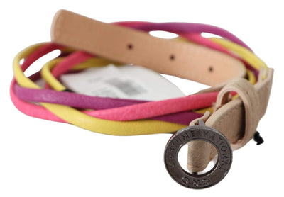 Costume National Multicolor Twisted Leather Circle Buckle Belt #women, 85 cm / 34 Inches, Accessories - New Arrivals, Belts - Women - Accessories, Costume National, feed-agegroup-adult, feed-color-multicolor, feed-gender-female, Multicolor at SEYMAYKA