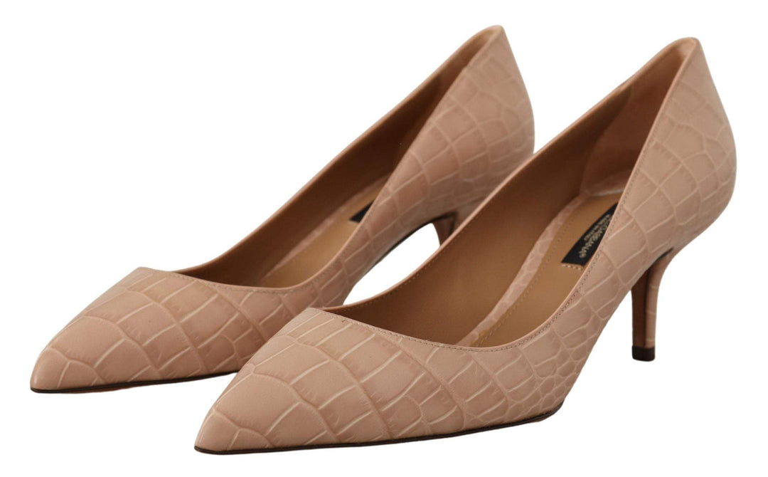 Dolce & Gabbana Beige Leather Pointed Heels Pumps Beige, Dolce & Gabbana, EU36.5/US6, EU36/US5.5, EU37.5/US7, EU38.5/US8, EU38/US7.5, EU39.5/US9, EU39/US8.5, EU40/US9.5, EU41/US10.5, feed-1, Pumps - Women - Shoes at SEYMAYKA
