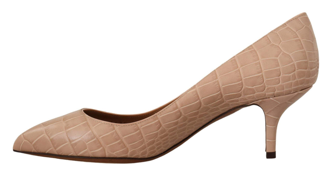 Dolce & Gabbana Beige Leather Pointed Heels Pumps Beige, Dolce & Gabbana, EU36.5/US6, EU36/US5.5, EU37.5/US7, EU38.5/US8, EU38/US7.5, EU39.5/US9, EU39/US8.5, EU40/US9.5, EU41/US10.5, feed-1, Pumps - Women - Shoes at SEYMAYKA